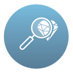 Prudent saver magnifying glass icon