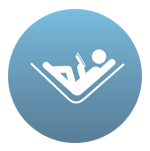 Retirement relaxed chair icon